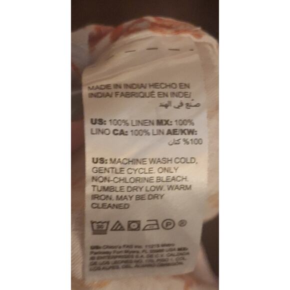 Chico's 2 Women 12/14 Large White Orange Coastal Medallion Print Linen Tunic - Picture 5 of 6